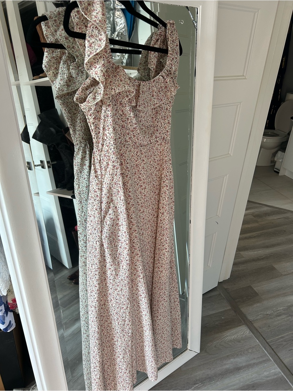 Ellison Pink Floral Ruffle-Strap Maxi Dress
